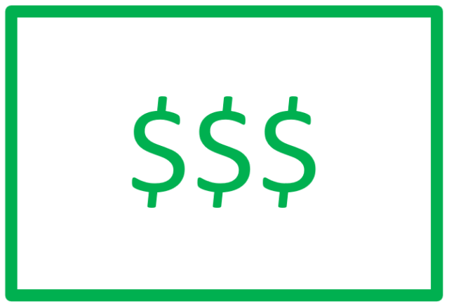 Three Green Dollar Signs